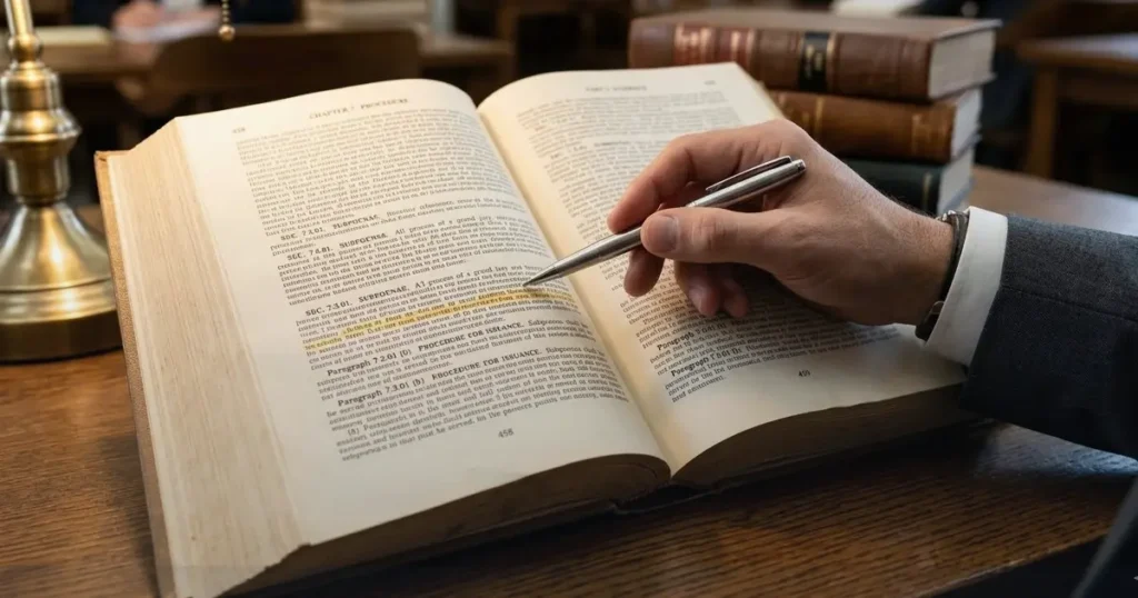 A close-up of a person’s finger pointing to the definition of "DWI" in a law dictionary.