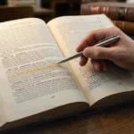 A close-up of a person’s finger pointing to the definition of "DWI" in a law dictionary.