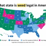 US map displaying the legal status of weed by state.